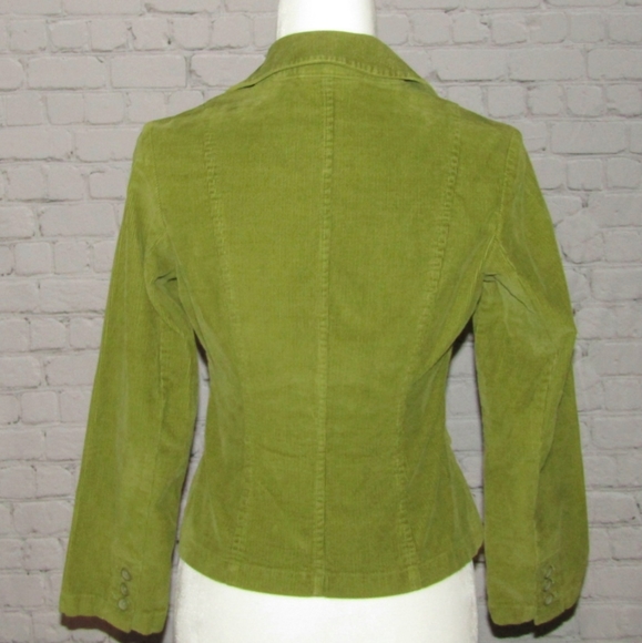 Fitted Green Talbots Petites Stretch Corduroy Spring Blazer Jacket Size 2 - Picture 2 of 6